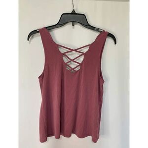 American Eagle Women’s Soft & Sexy Tank Top Sueded Lace Up Modal Pink Size Small